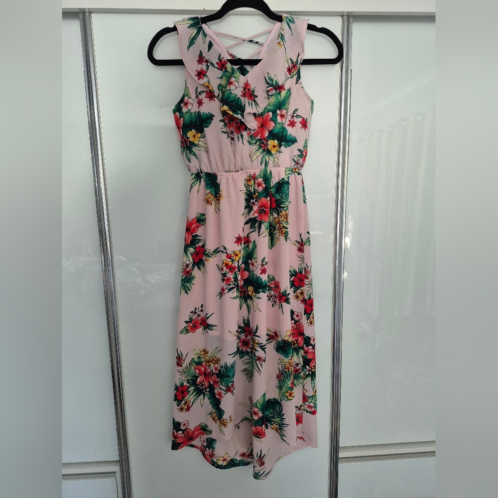 Monteau Pink Floral Midi Dress